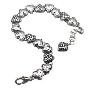 Brighton Enchanted Hearts Slide Bracelet Silver Plated Adjustable BR9002 Signed